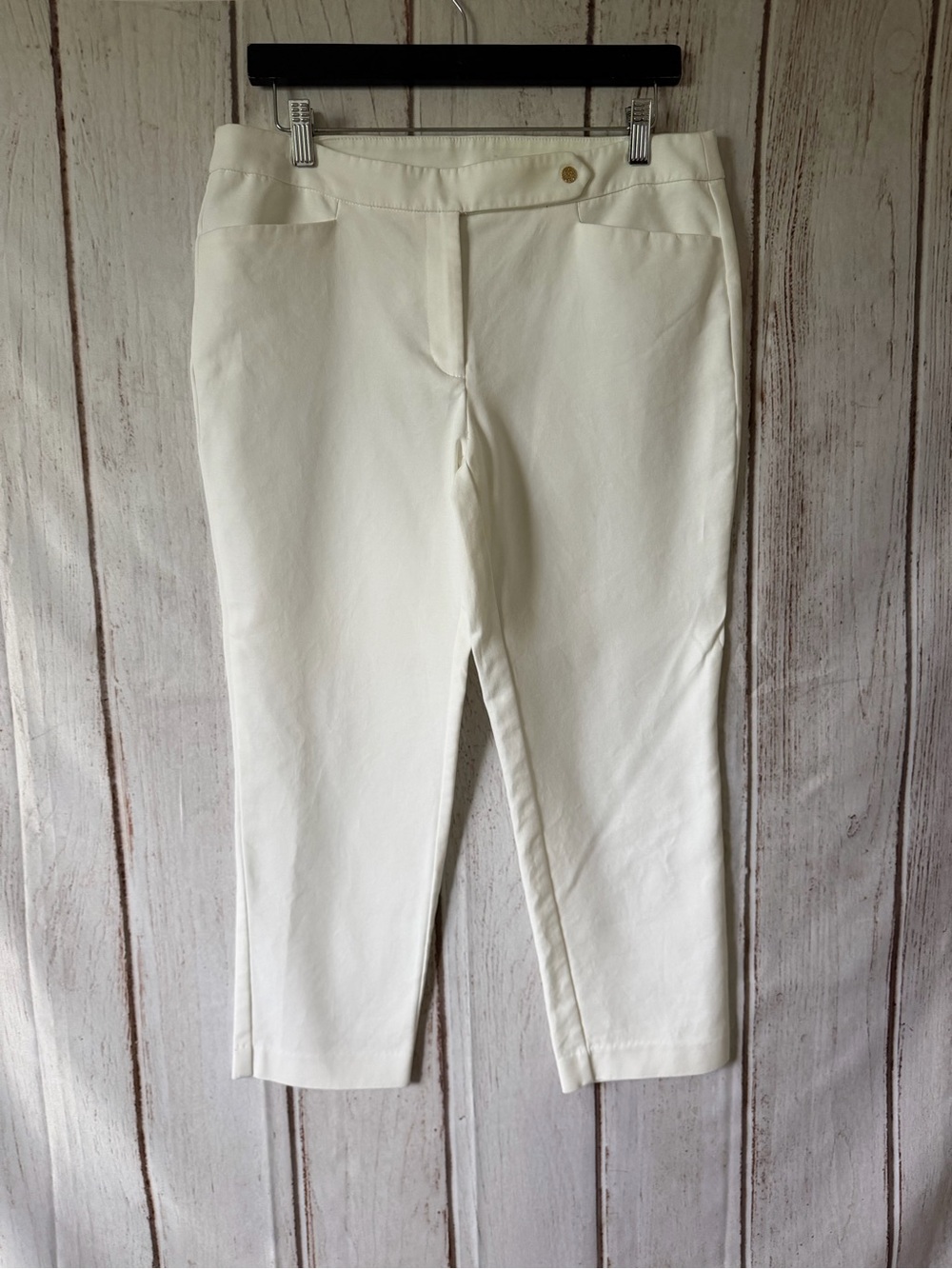 Anne Klein White Cropped Dress Pants Size 8